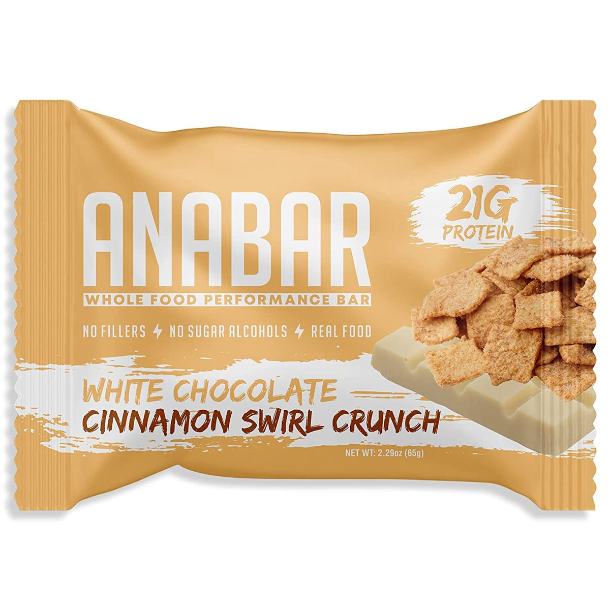 Anabar Protein Bar 21 Grams of Protein 12 Bars - White Chocolate Cinnamon Swirl Crunch