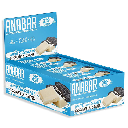 Anabar Protein Bar 21 Grams of Protein 12 Bars - White Chocolate Cookies & Creme