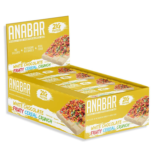 Anabar Protein Bar 21 Grams of Protein 12 Bars - White Chocolate Fruity Cereal Crunch