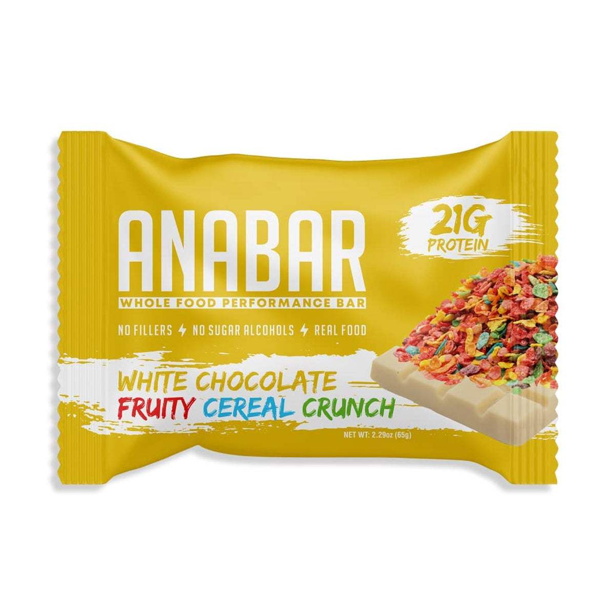 Anabar Protein Bar 21 Grams of Protein 12 Bars - White Chocolate Fruity Cereal Crunch