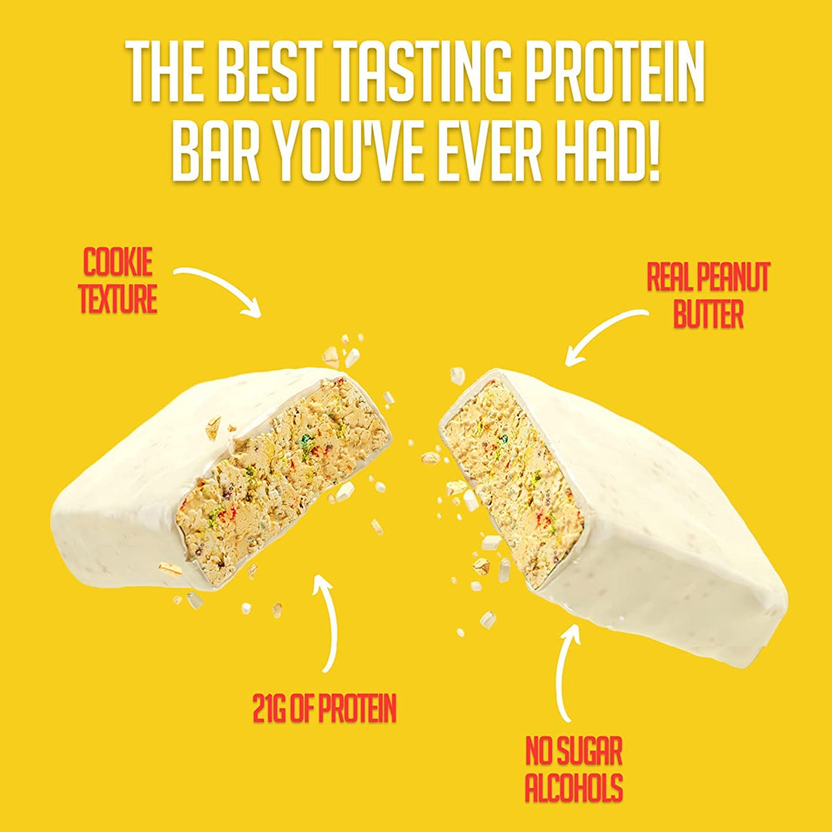 Anabar Protein Bar 21 Grams of Protein 12 Bars - White Chocolate Fruity Cereal Crunch