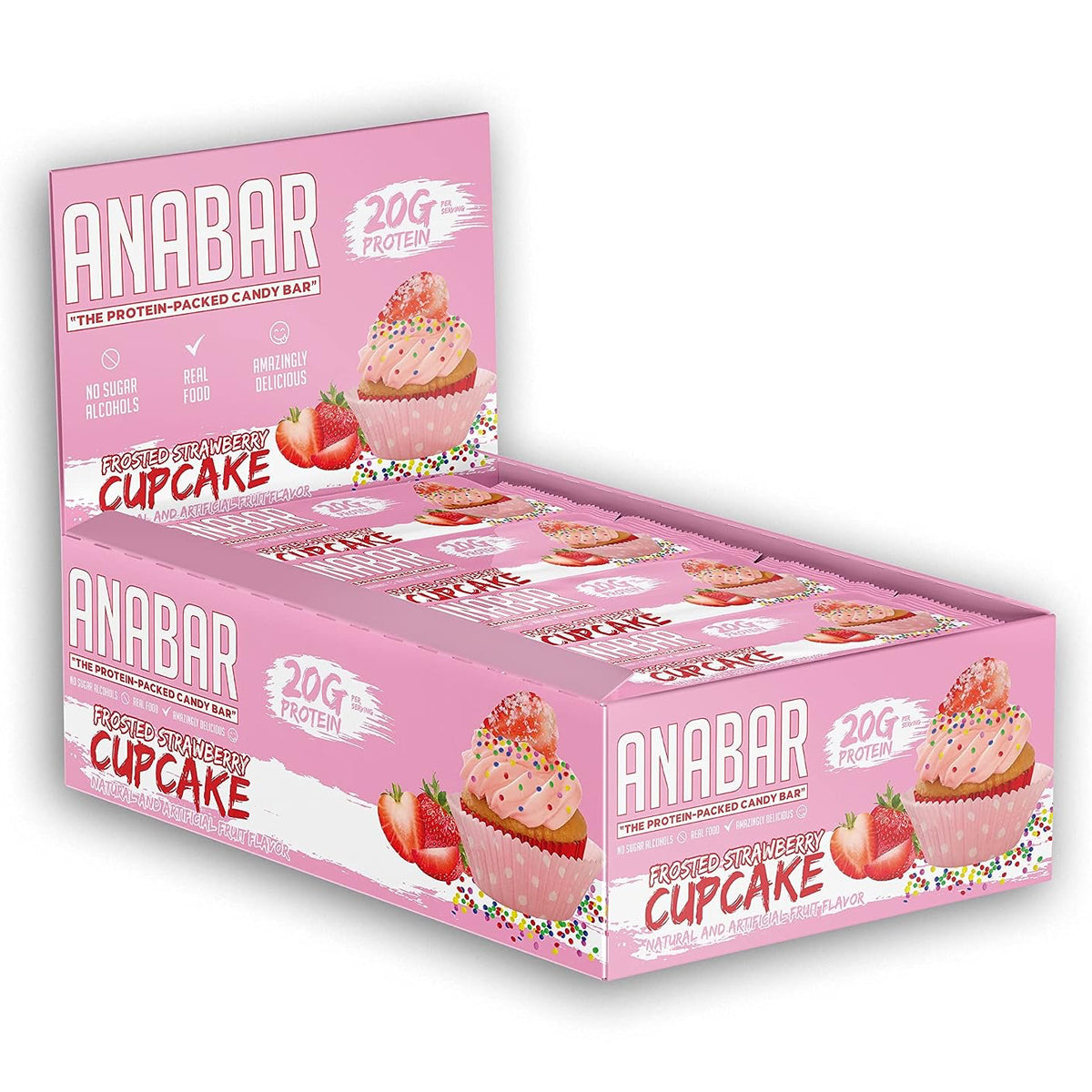 Anabar Protein Bar 21 Grams of Protein 12 Bars - Strawberry Cupcake