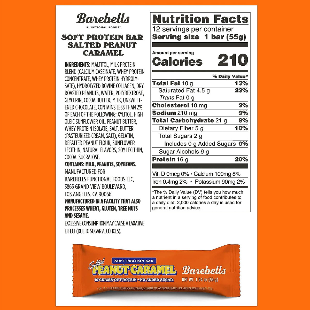 Barebells Soft Protein Bars Salted Peanut Caramel - 12 Count, 1.9oz Bars - Protein Snacks with 16g of High Protein