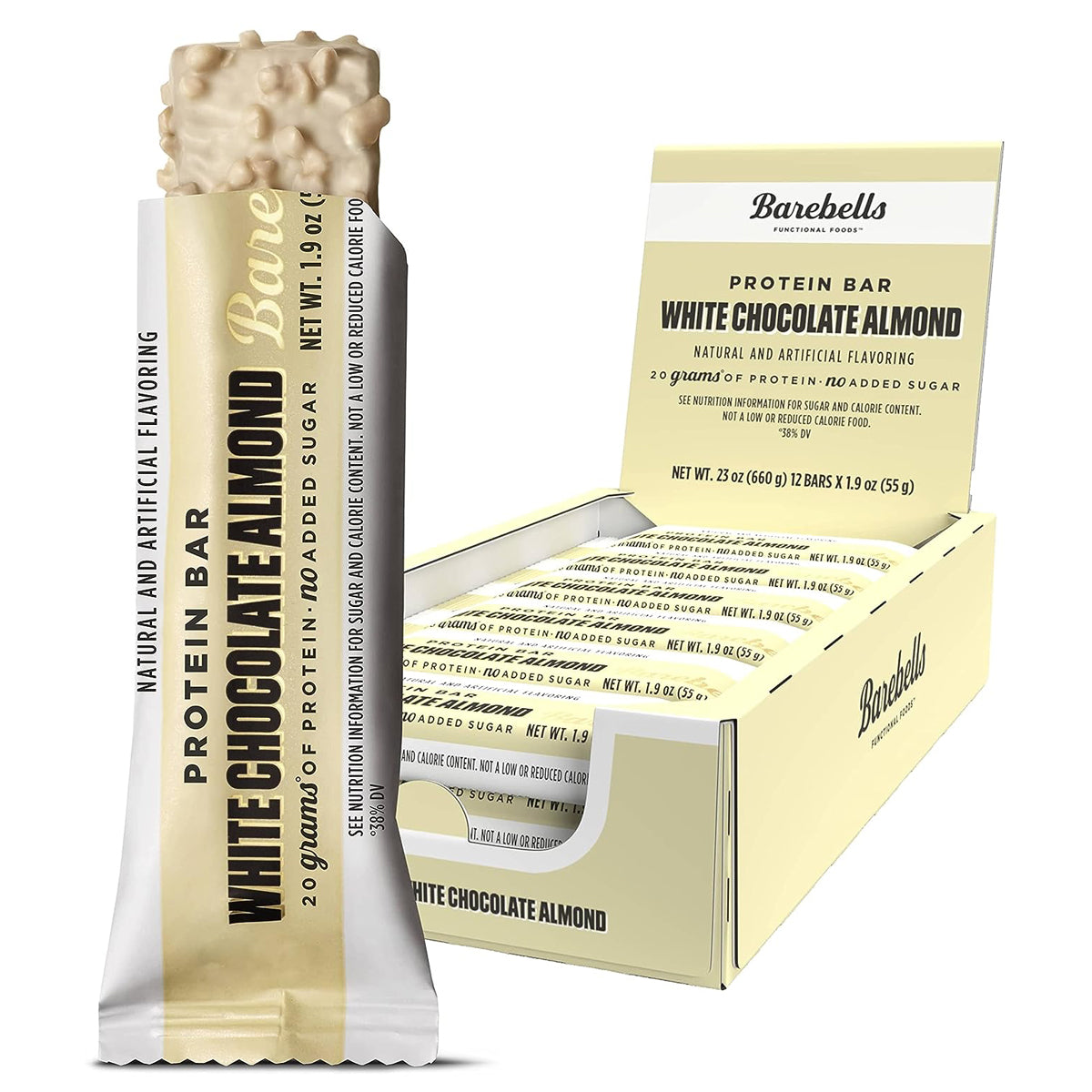 Barebells Protein Bars White Chocolate Almond (12 COUNT) 1.9oz Bars - Protein Snacks with 20g of High Protein