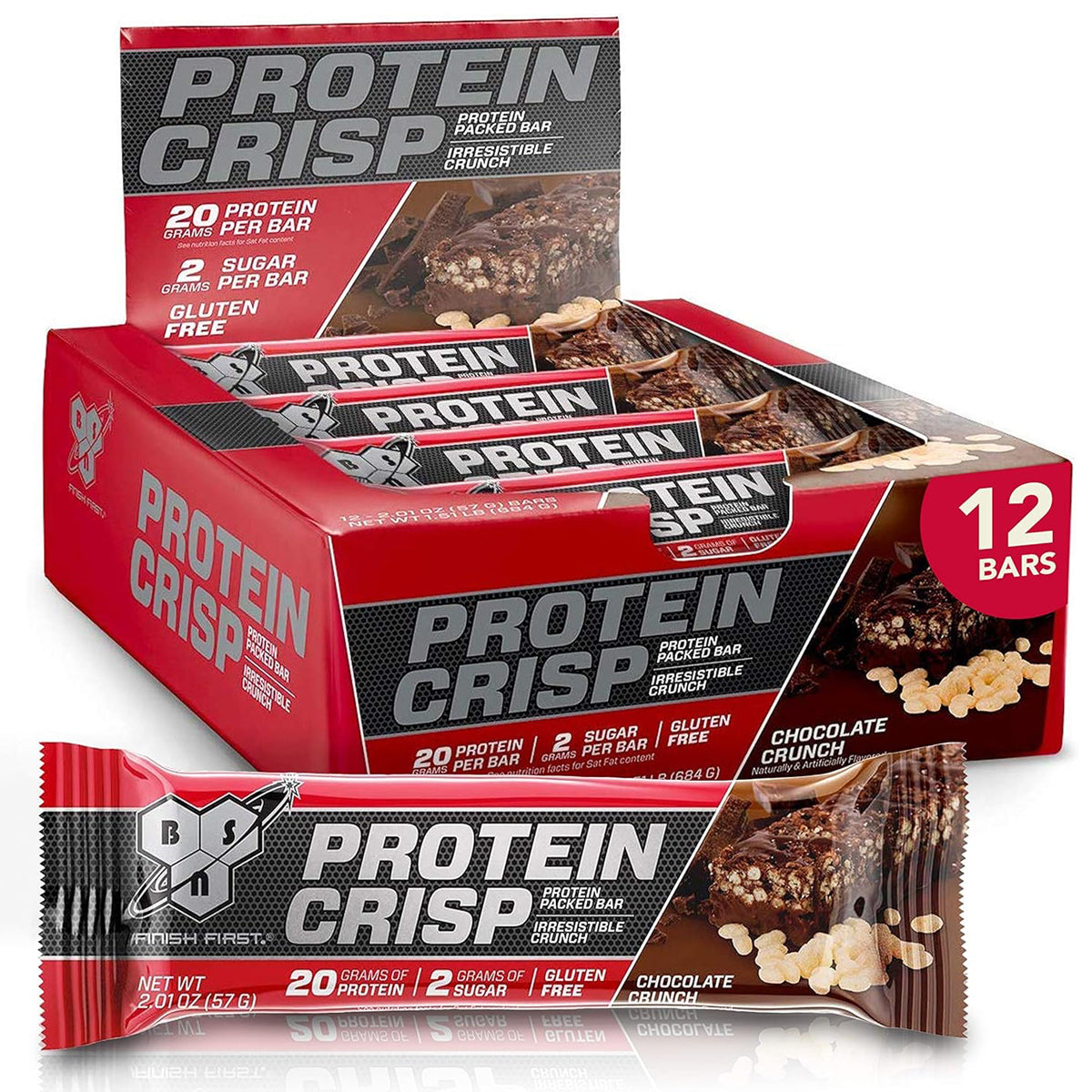 BSN Protein Bars Protein Crisp Bar by Syntha-6, Whey Protein, 20g of Protein (12 Count) - Chocolate Crunch