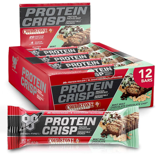 BSN Protein Bars Protein Crisp Bar by Syntha-6, Whey Protein, 20g of Protein (12 Count) - Mint Chocolate Chip