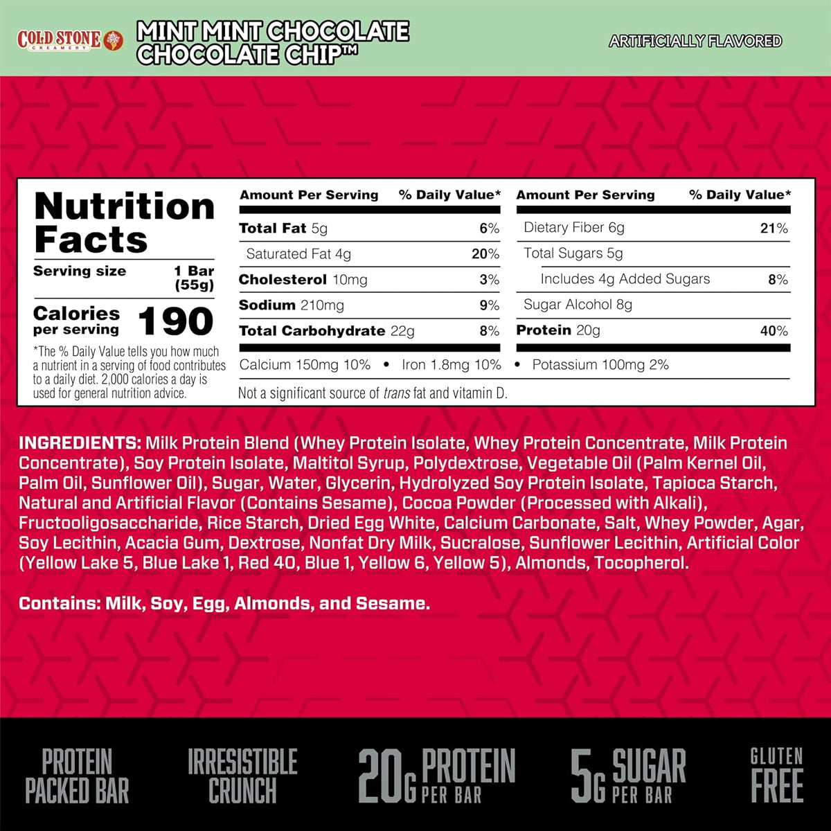 BSN Protein Bars Protein Crisp Bar by Syntha-6, Whey Protein, 20g of Protein (12 Count) - Mint Chocolate Chip