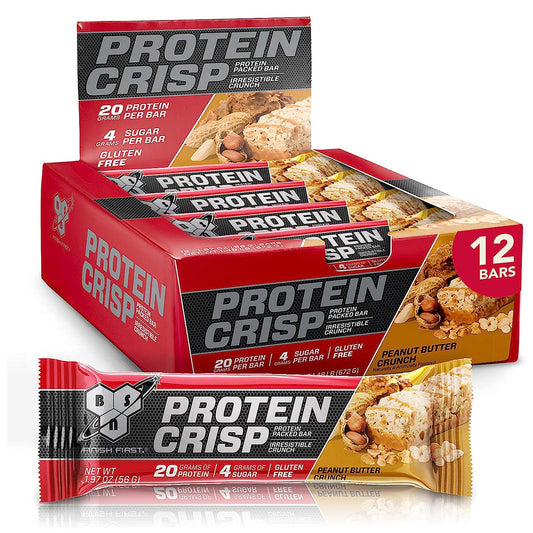 BSN Protein Bars Protein Crisp Bar by Syntha-6, Whey Protein, 20g of Protein (12 Count) - Peanut Butter Crunch