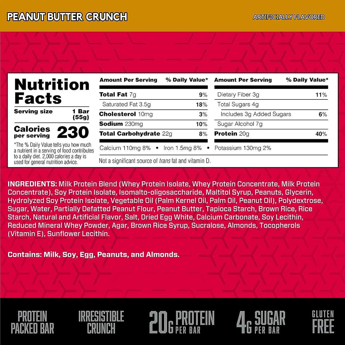 BSN Protein Bars Protein Crisp Bar by Syntha-6, Whey Protein, 20g of Protein (12 Count) - Peanut Butter Crunch