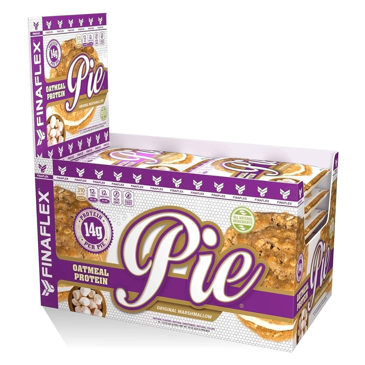 FINAFLEX OATMEAL PROTEIN PIE (10 PACK), 14g of Protein & 12g of Fiber - Original Marshmallow