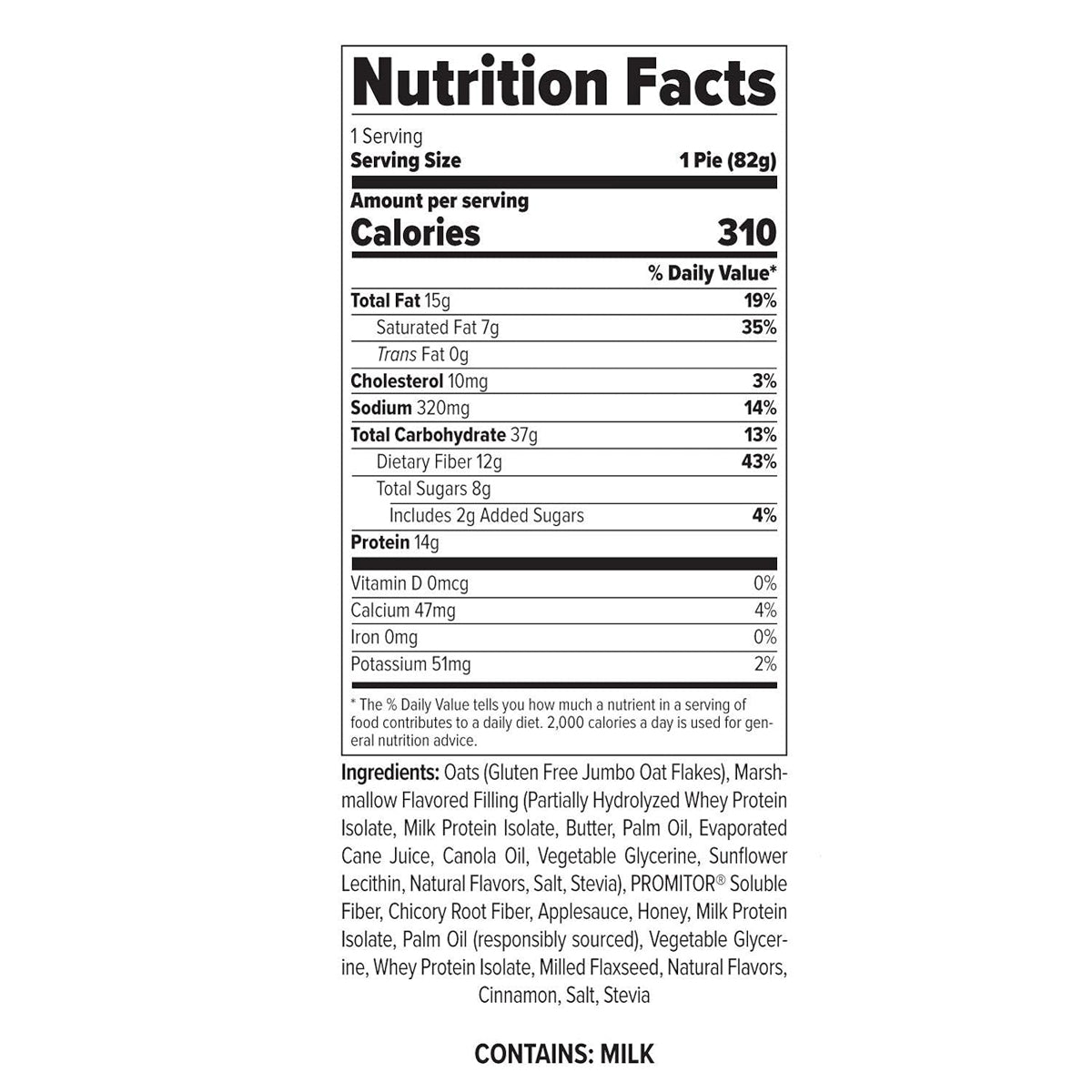 FINAFLEX OATMEAL PROTEIN PIE (10 PACK), 14g of Protein & 12g of Fiber - Original Marshmallow