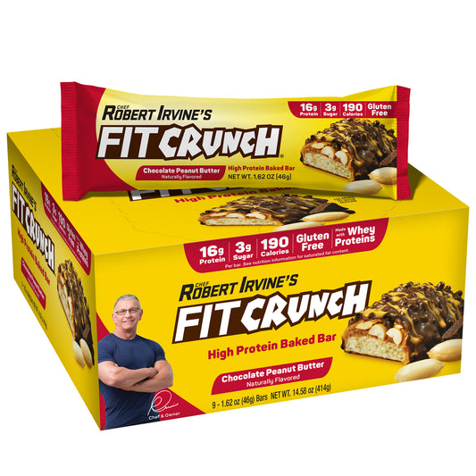 FITCRUNCH Protein Bars Whey Protein (18 Snack Size Bars) - Peanut Butter