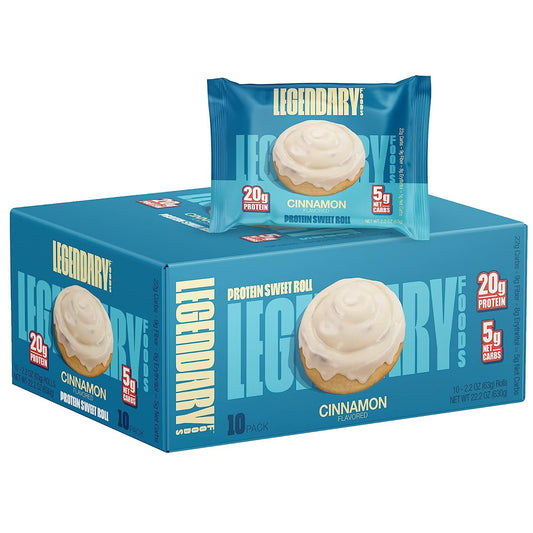 Legendary Foods High Protein Snack Healthy Flavored Rolls (10-pack) 20g Protein - Cinnamon Sweet Roll