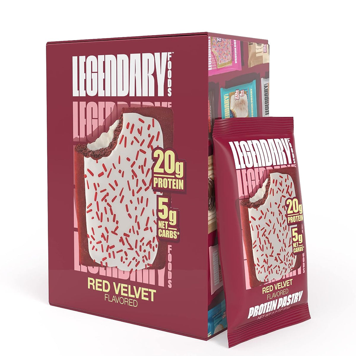 Legendary Foods 20 gr Protein Pastry Low Carb, Tasty Protein (8-Pack) - Red Velvet