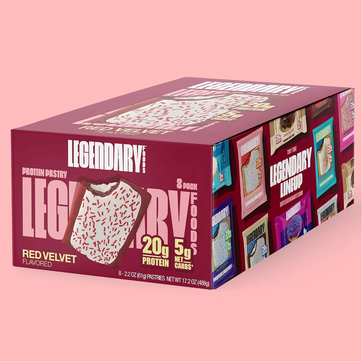 Legendary Foods 20 gr Protein Pastry Low Carb, Tasty Protein (8-Pack) - Red Velvet