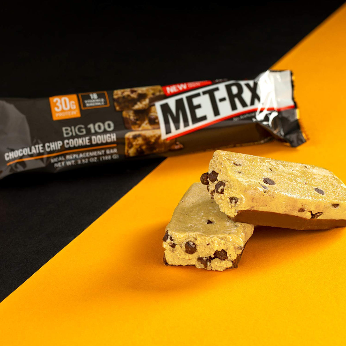 MET-Rx Big 100 Colossal Protein Bar Meal Replacement Bars (9 Count) - Chocolate Chip Cookie Dough