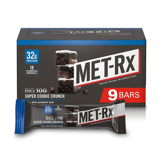 MET-Rx Big 100 Colossal Protein Bar Meal Replacement Bars (9 Count) - Super Cookie Crunch