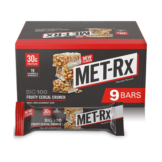 MET-Rx Big 100 Colossal Protein Bar Meal Replacement Bars (9 Count) - Fruity Cereal Crunch