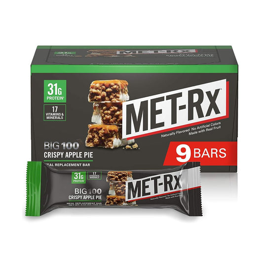 MET-Rx Big 100 Colossal Protein Bar Meal Replacement Bars (9 Count) - Crispy Apple Pie