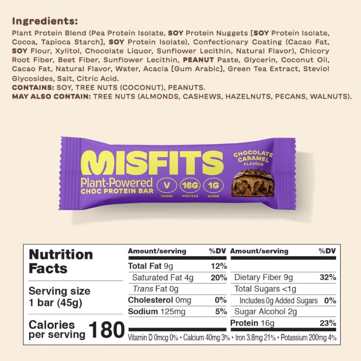 Misfits Vegan Protein Bar, Variety Pack, Plant Based Low Carb Chocolate High Protein Snacks with 15g Per Bar, Low Sugar (12 Pack) - Variety