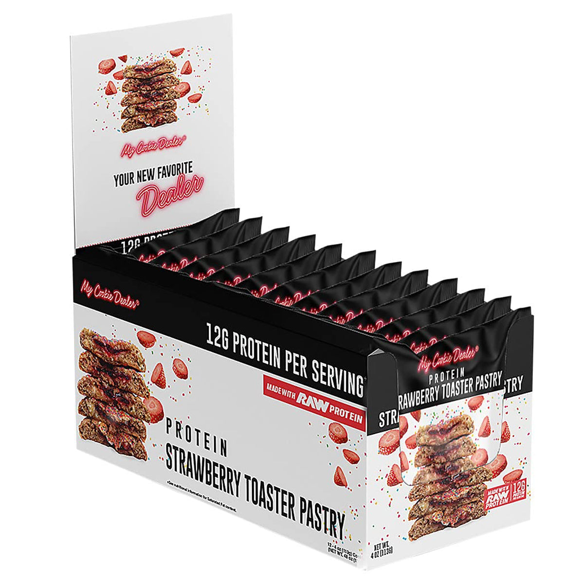 My Cookie Dealer made with 13 grams of RAW Protein (12 Servings) - Strawberry Toaster Pastry