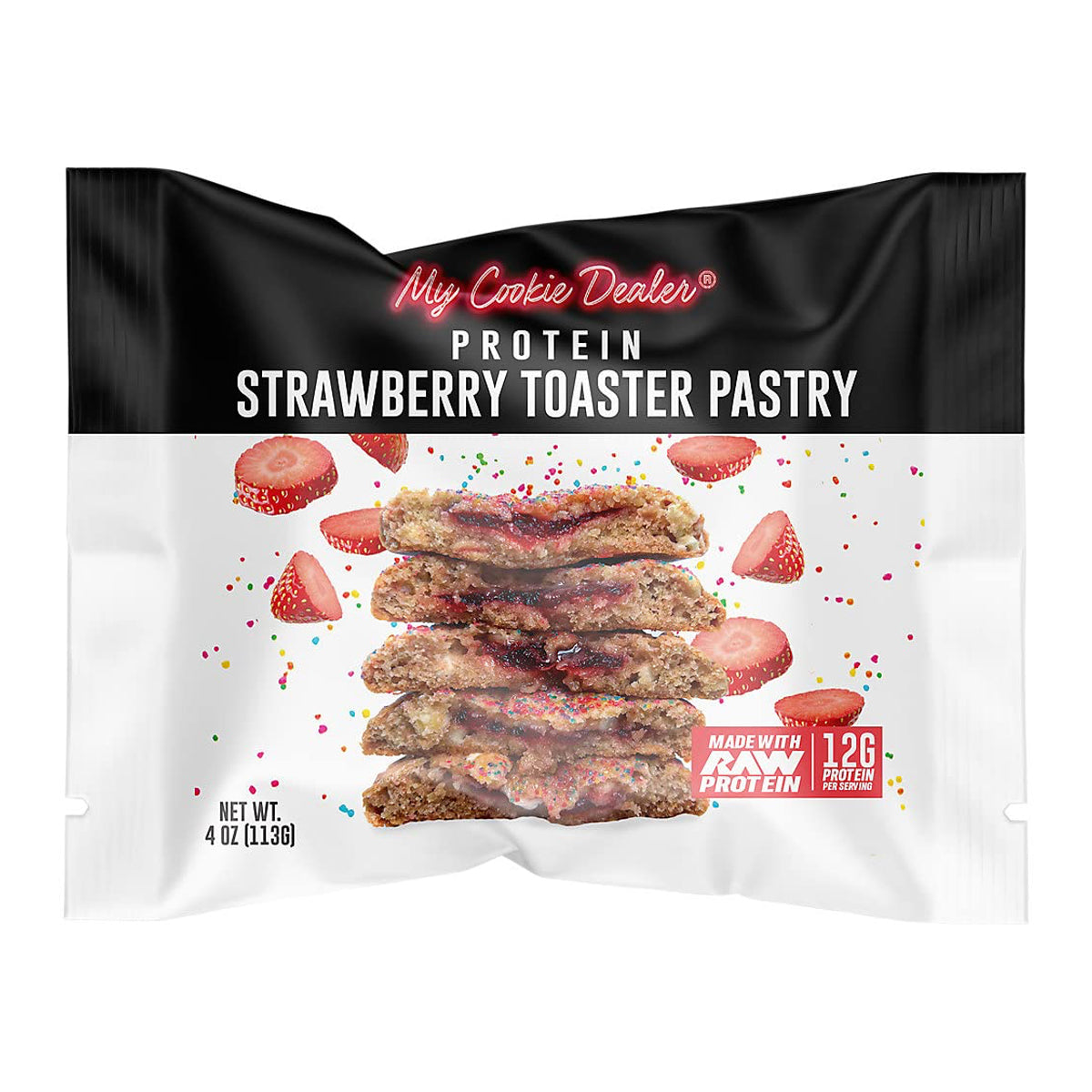 My Cookie Dealer made with 13 grams of RAW Protein (12 Servings) - Strawberry Toaster Pastry