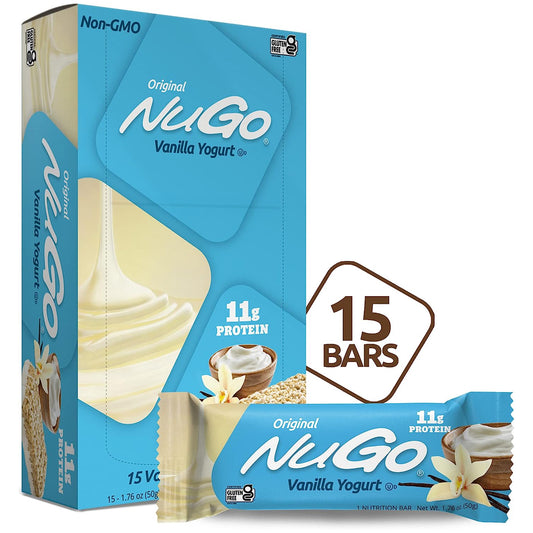 NuGo Protein Bar 11g Protein 70 Calories (15 Pack) - Vanilla Yogurt