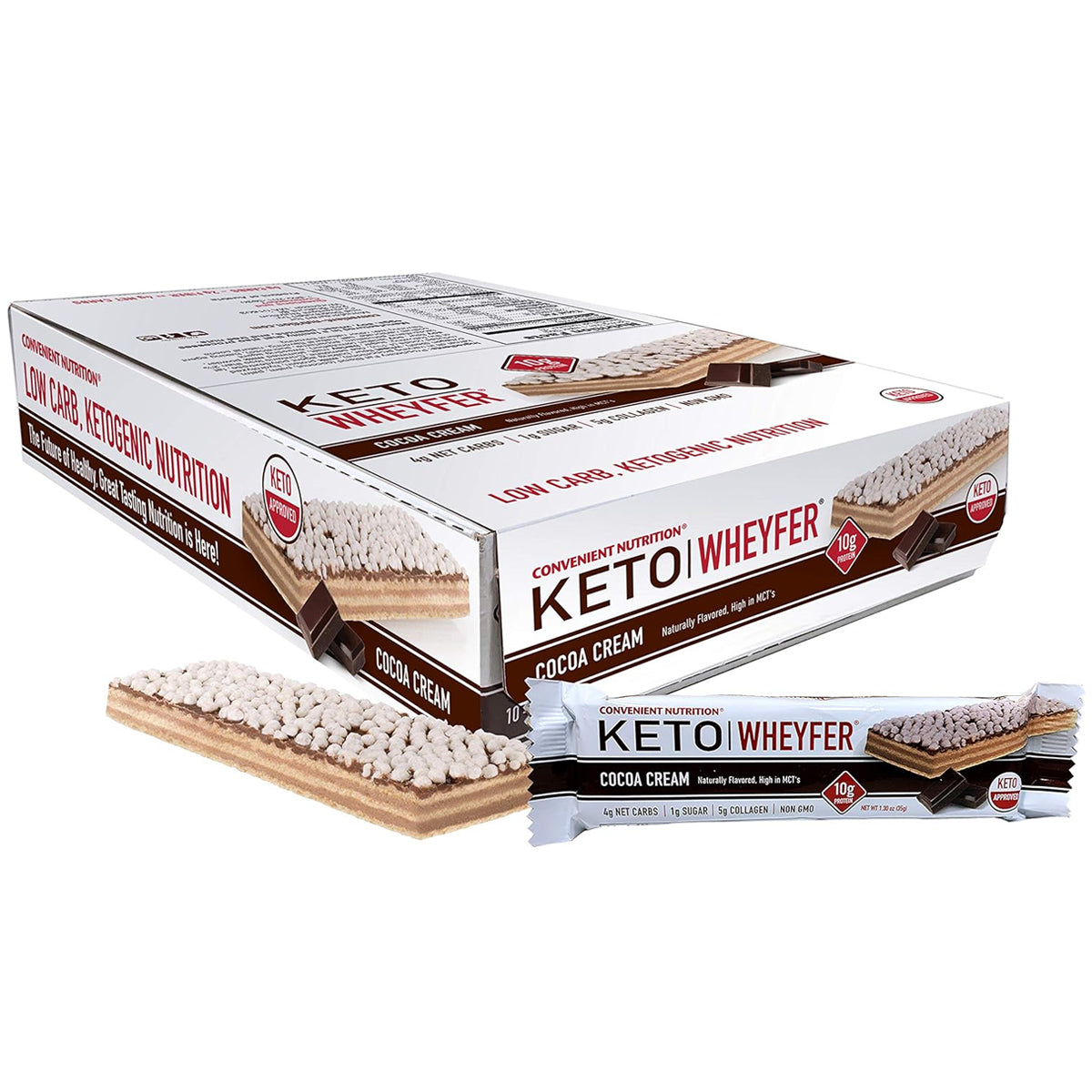 Convenient Nutrition OMG Ultimate Protein Snack Bars Keto Wheyfer (10 Bars) - Cocoa Cream