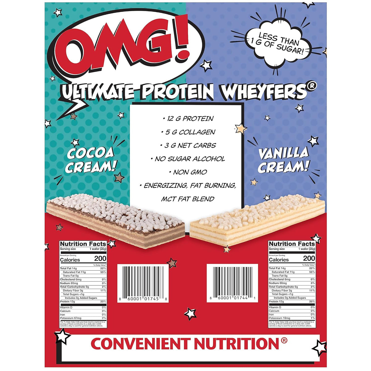 Convenient Nutrition OMG Ultimate Protein Snack Bars Keto Wheyfer (10 Bars) - Vanilla Cream