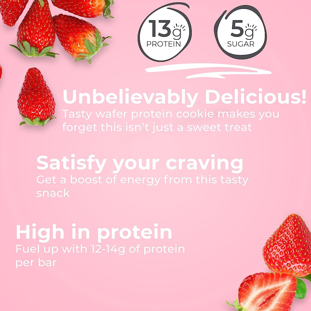 Power Crunch High Protein Snacks with Delicious Taste 13g of protein (12 Pack) - Strawberry Creme