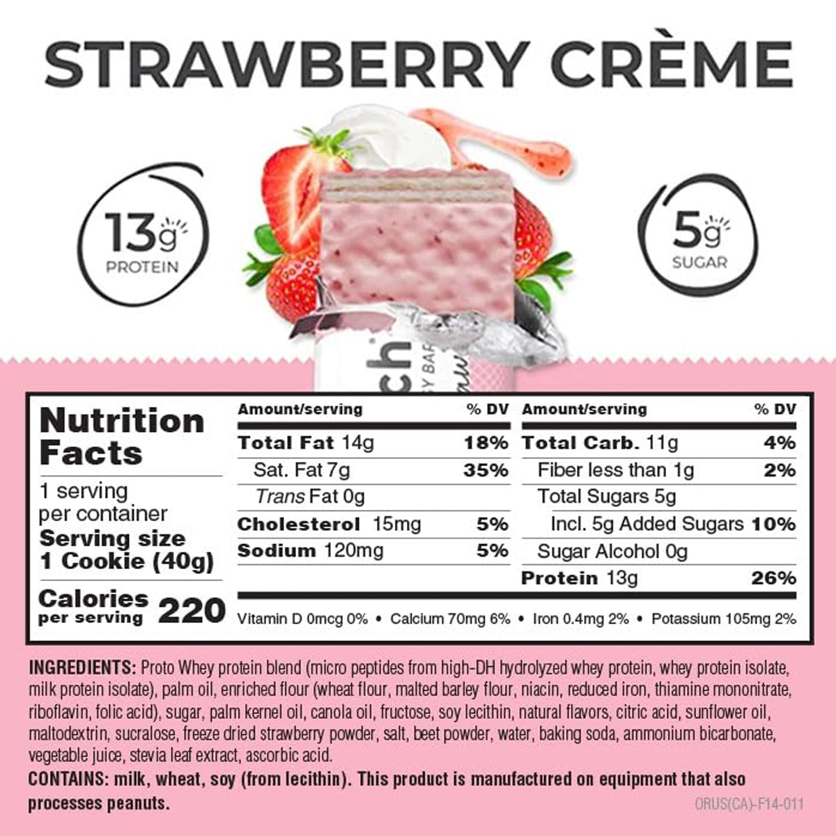 Power Crunch High Protein Snacks with Delicious Taste 13g of protein (12 Pack) - Strawberry Creme