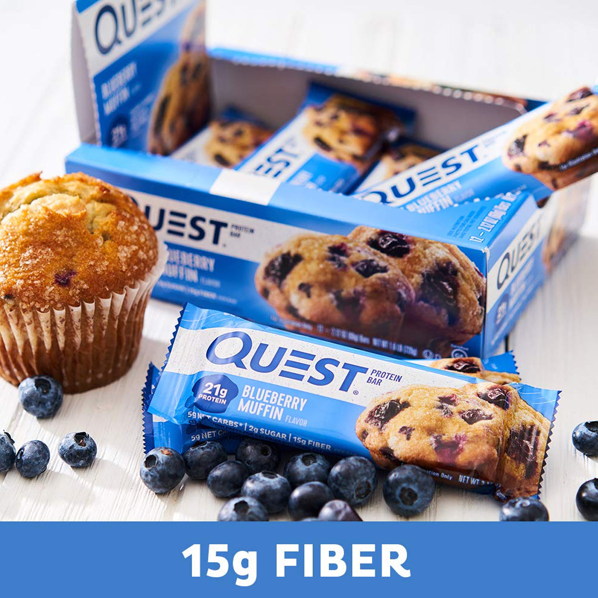 Quest Nutrition Protein Bars - High Protein Low Carb (12 Count) - Blueberry Muffin