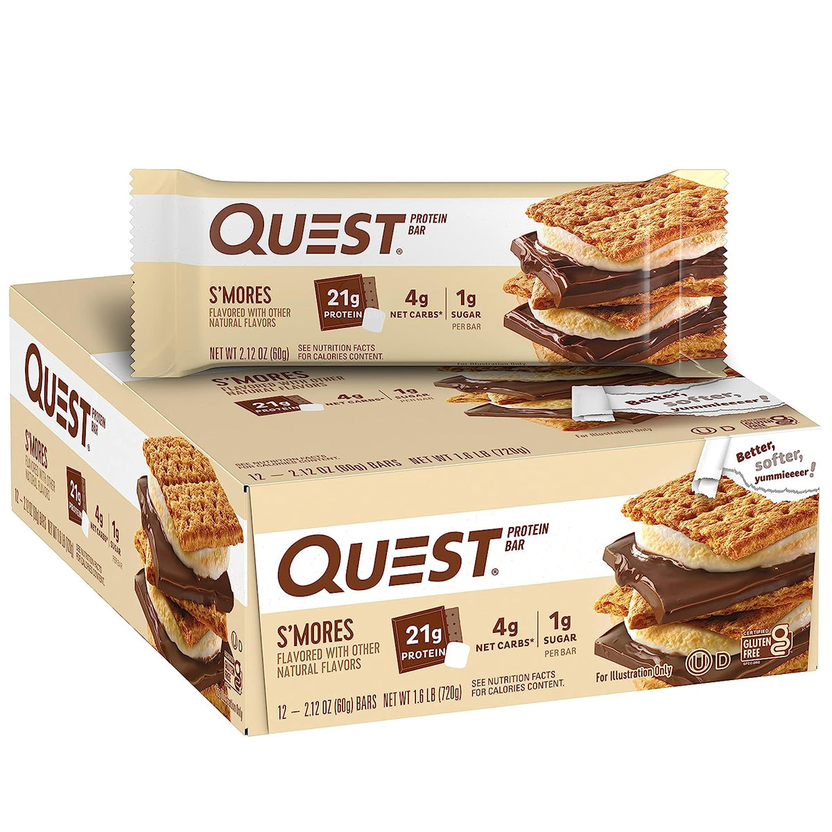 Quest Nutrition Protein Bars - High Protein Low Carb (12 Count) - S'Mores