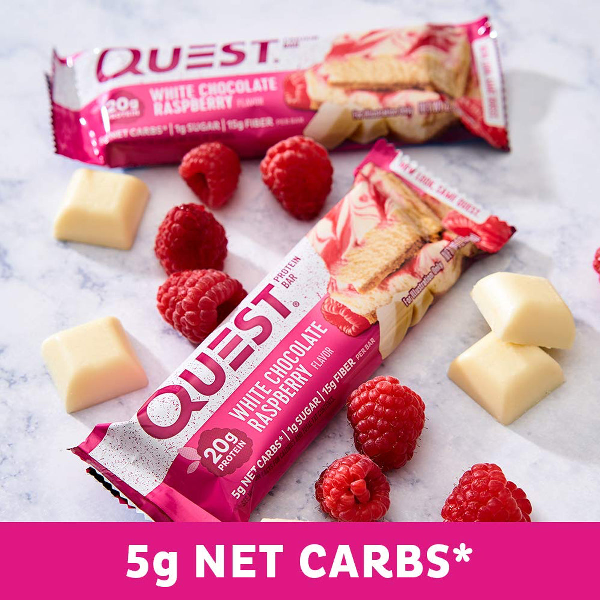 Quest Nutrition Protein Bars - High Protein Low Carb (12 Count) - White Chocolate Raspberry