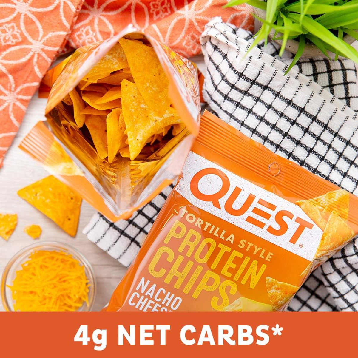 Quest Tortilla Style Protein Chips - High Protein Chips Low Calorie - Nacho Cheese (8 Pack)