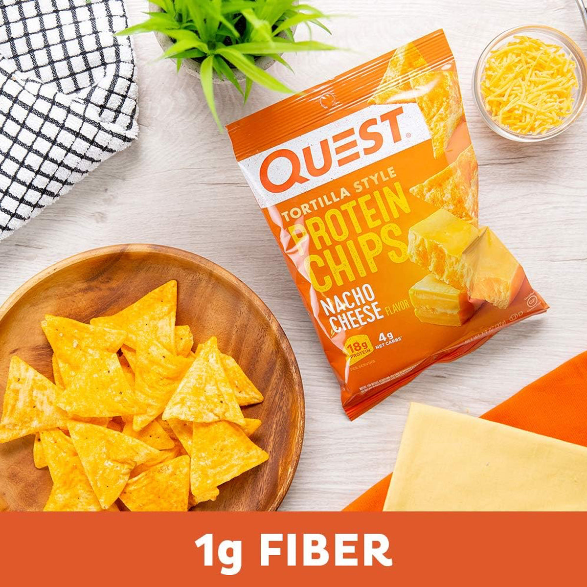 Quest Tortilla Style Protein Chips - High Protein Chips Low Calorie - Nacho Cheese (8 Pack)