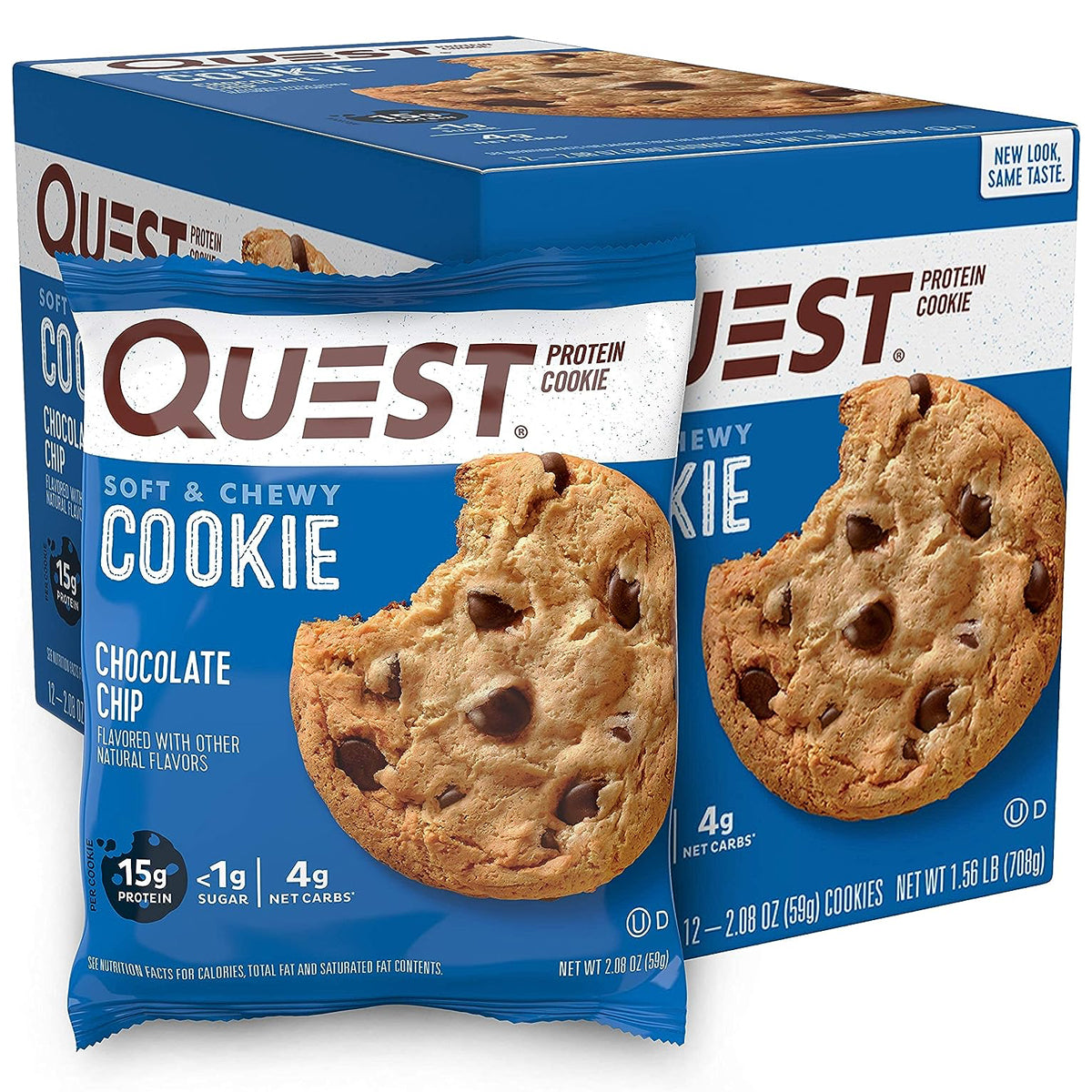 Quest Nutrition 15g Protein Cookies Soft & Chewy Healthy - Chocolate Chip Cookie (12 COUNT)