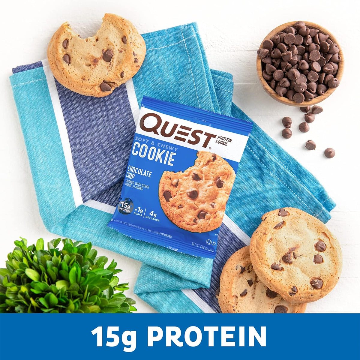 Quest Nutrition 15g Protein Cookies Soft & Chewy Healthy - Chocolate Chip Cookie (12 COUNT)