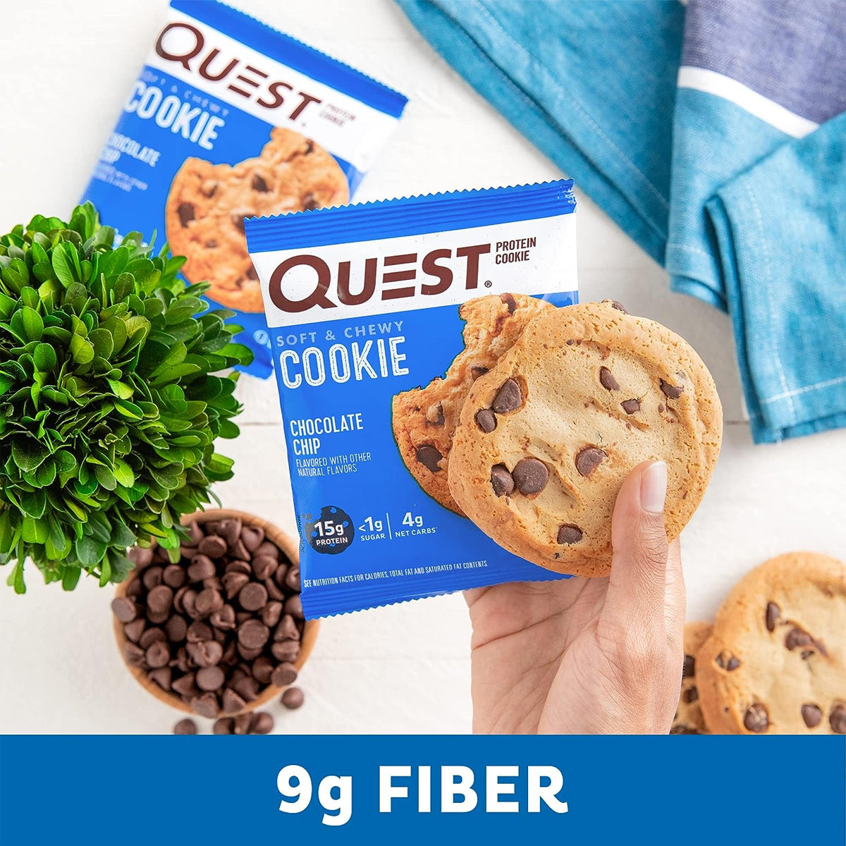 Quest Nutrition 15g Protein Cookies Soft & Chewy Healthy - Chocolate Chip Cookie (12 COUNT)