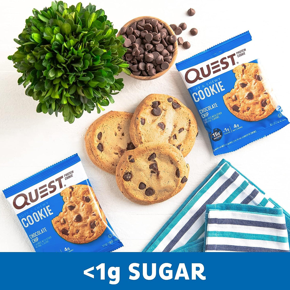 Quest Nutrition 15g Protein Cookies Soft & Chewy Healthy - Chocolate Chip Cookie (12 COUNT)