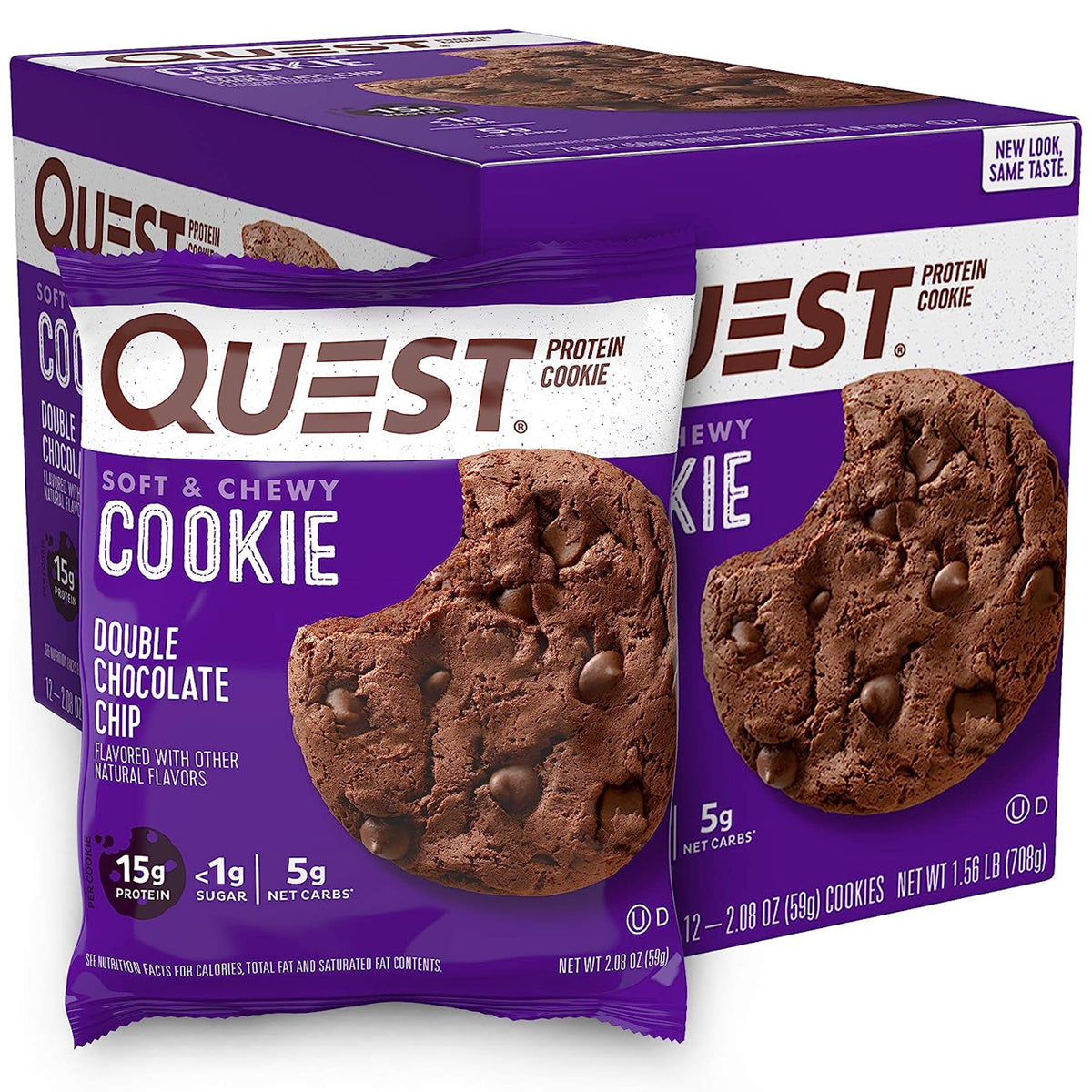 Quest Nutrition 15g Protein Cookies Soft & Chewy Healthy - Double Chocolate Chip Protein Cookie (12 COUNT)