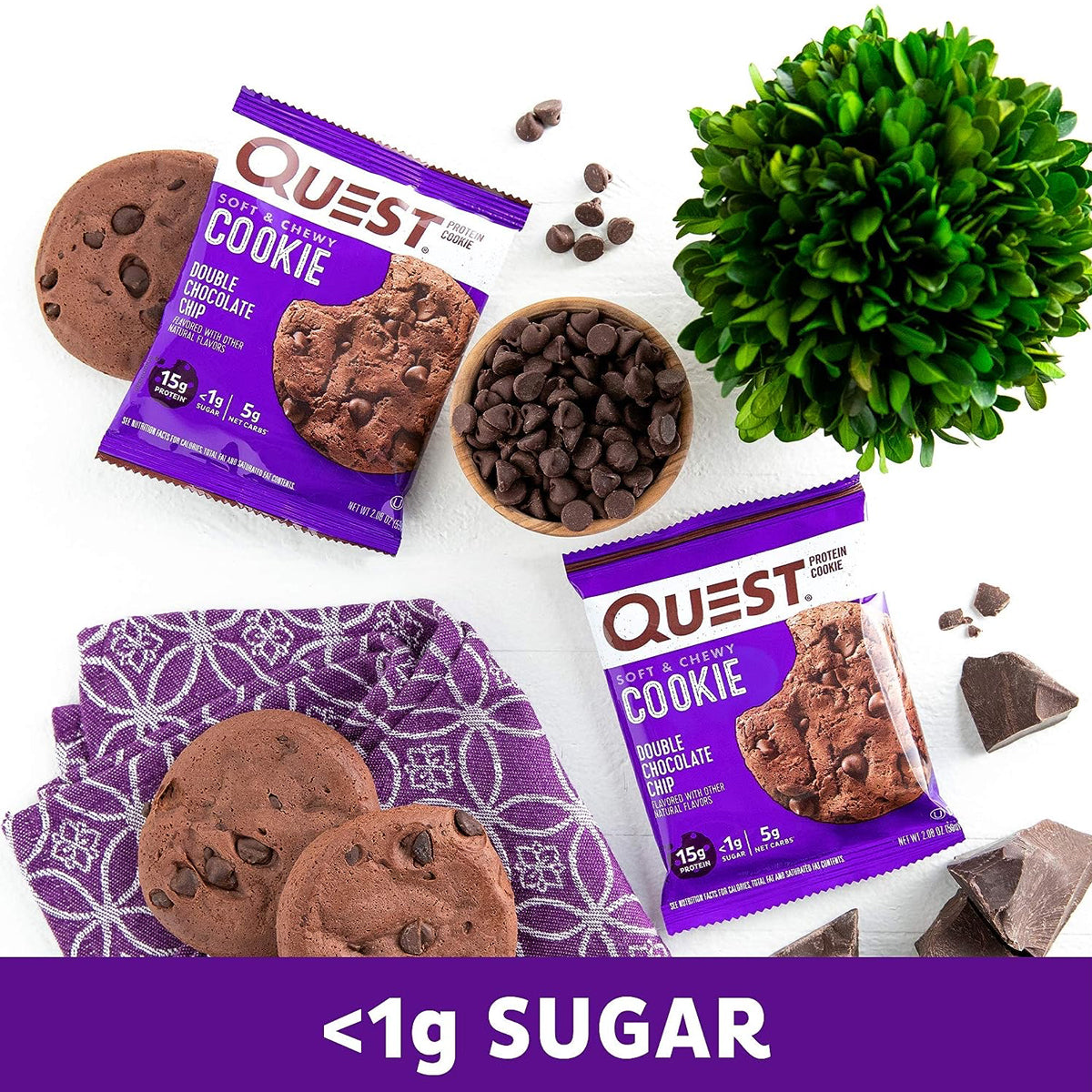 Quest Nutrition 15g Protein Cookies Soft & Chewy Healthy - Double Chocolate Chip Protein Cookie (12 COUNT)