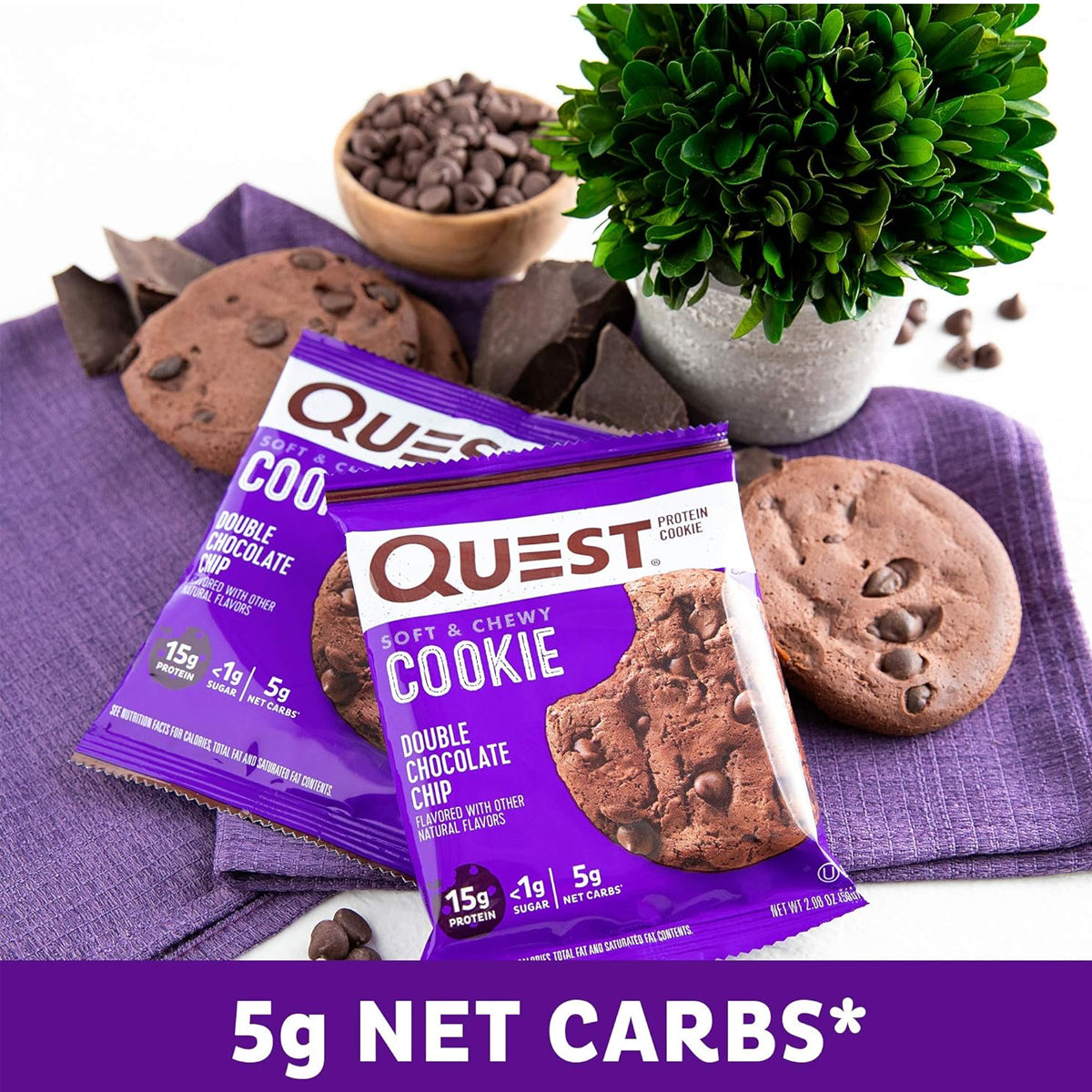 Quest Nutrition 15g Protein Cookies Soft & Chewy Healthy - Double Chocolate Chip Protein Cookie (12 COUNT)