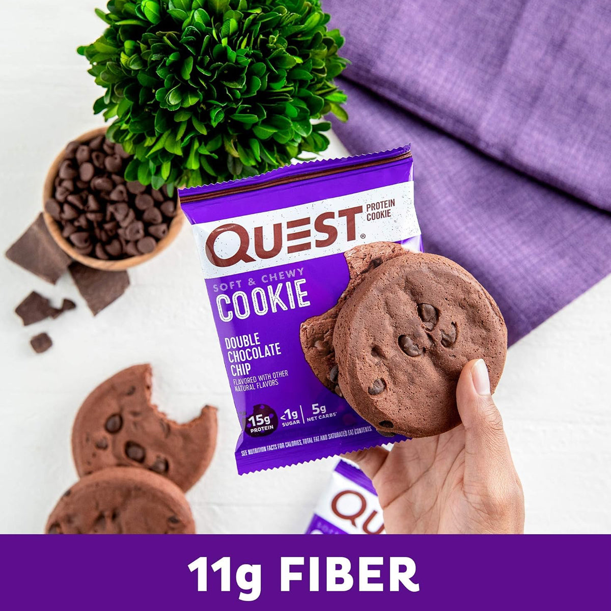 Quest Nutrition 15g Protein Cookies Soft & Chewy Healthy - Double Chocolate Chip Protein Cookie (12 COUNT)