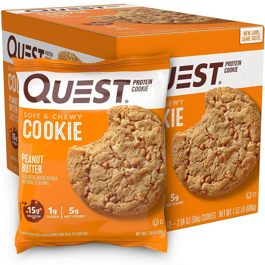 Quest Nutrition 15g Protein Cookies Soft & Chewy Healthy Low Carb - Peanut Butter Protein Cookie (12 COUNT)